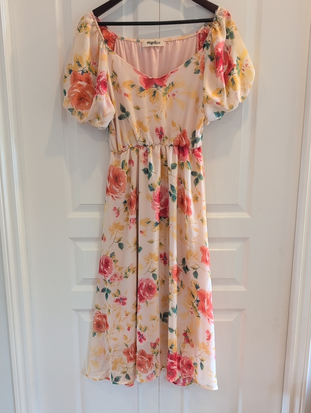 Floral Puff Sleeve Chiffon Dress